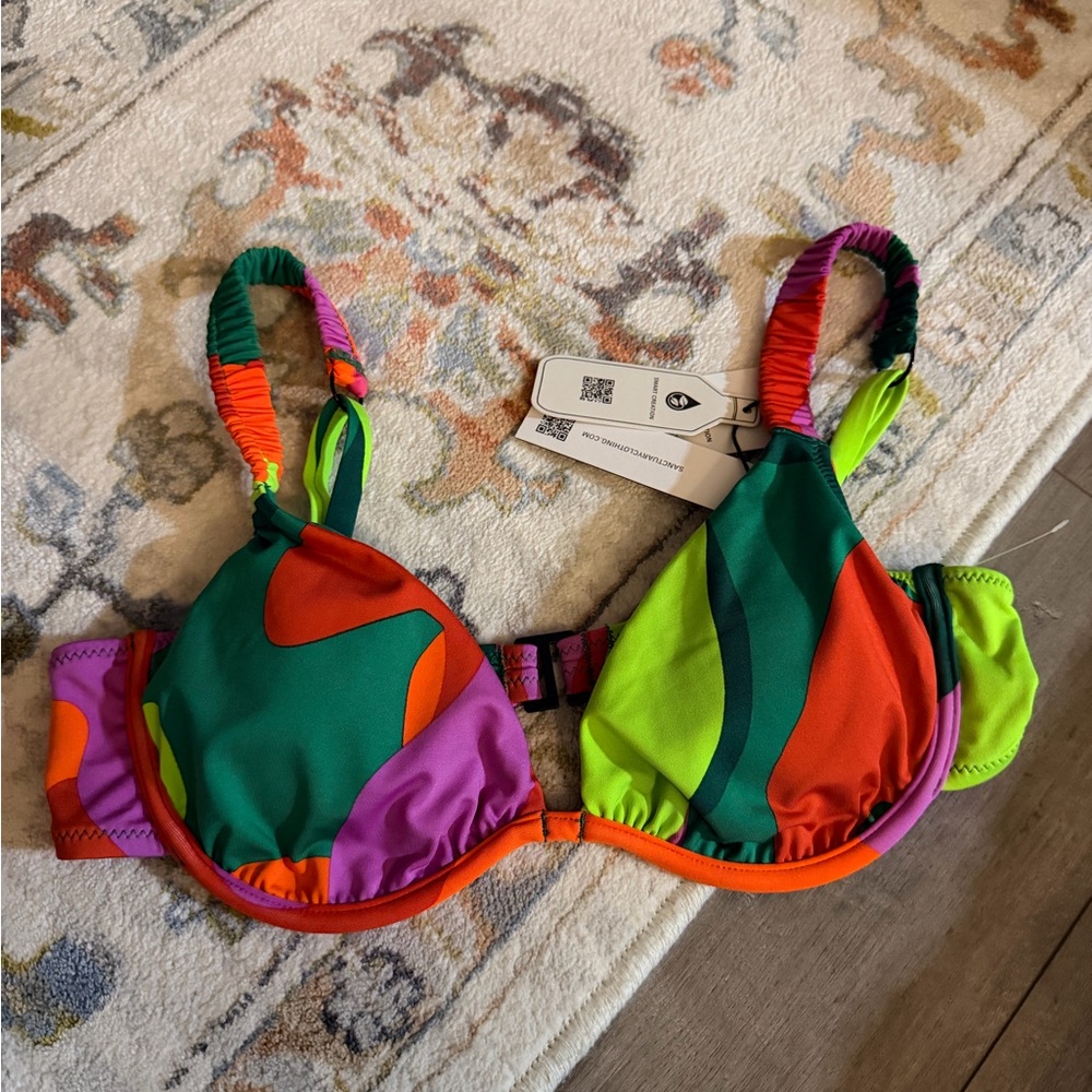 Sanctuary Bikini Top – Size Small – Vibrant Colourblock